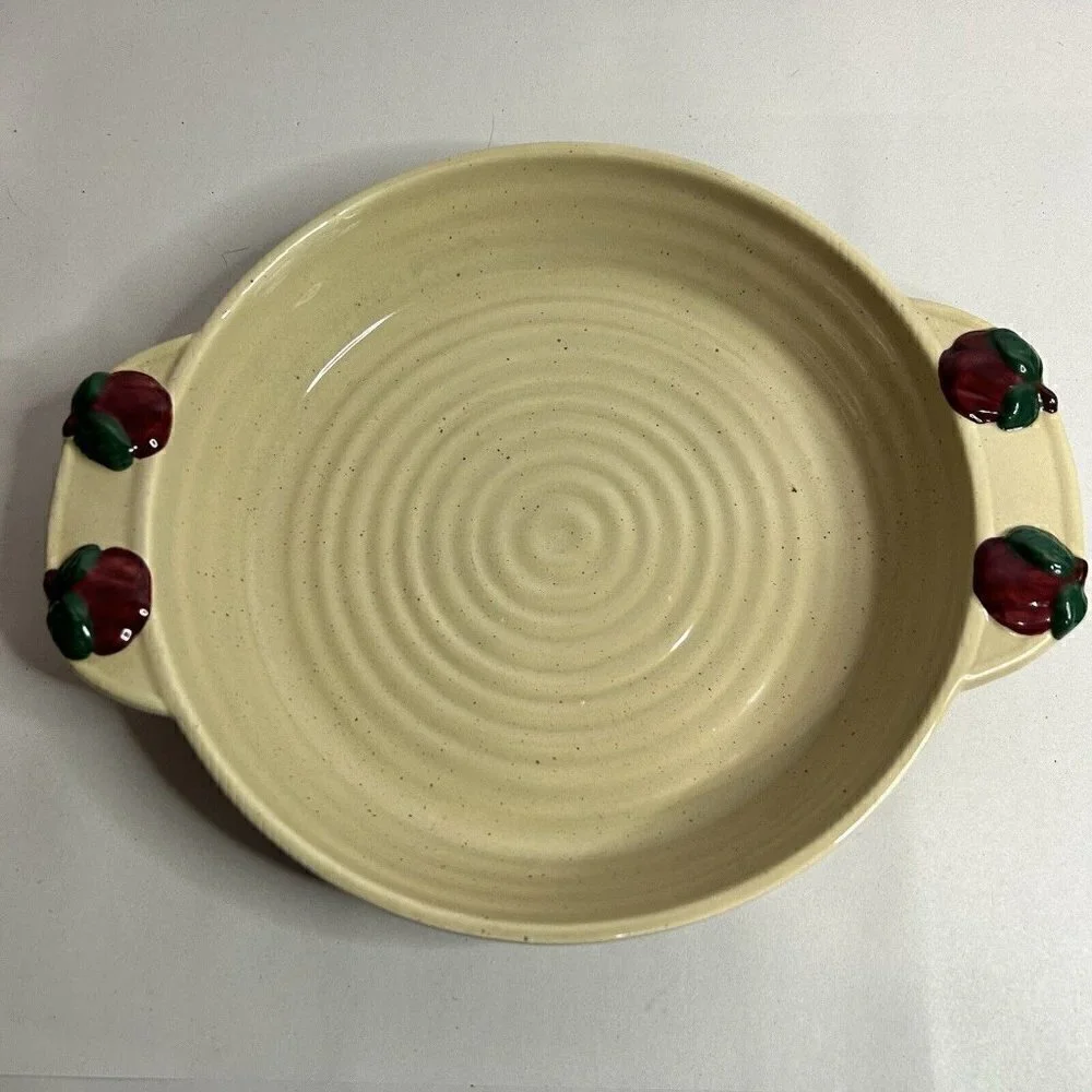Farmhouse Speckled Glazed Pottery Stoneware Apple Pie Dish 10